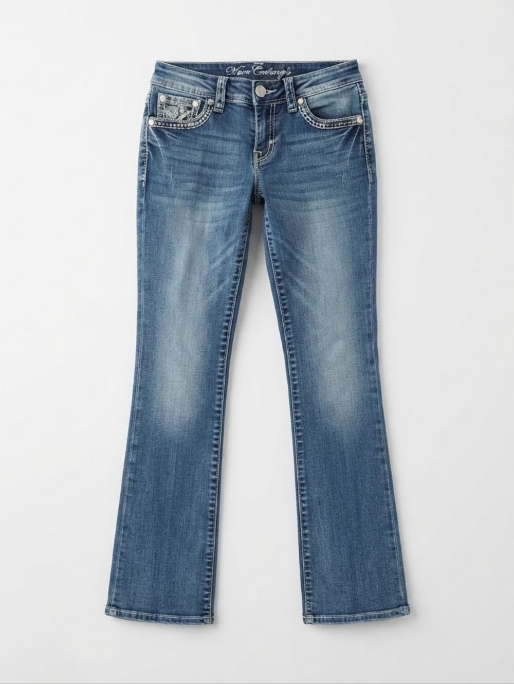 Sexy Couture Y2K Rhinestone Cross Bootcut Jeans 7